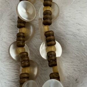 Beaded Necklace with Shell and Wood Accents & Matching Earrings! Brand New!🆕